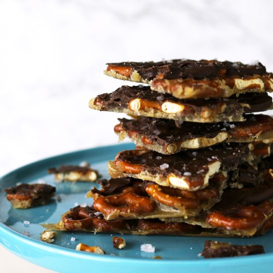 Salt Caramel Chocolate Pretzel Bark