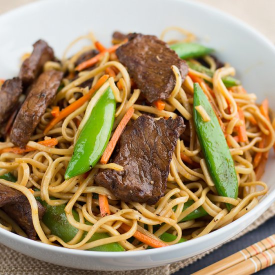 Red Thai Curry Beef Noodle Stir Fry