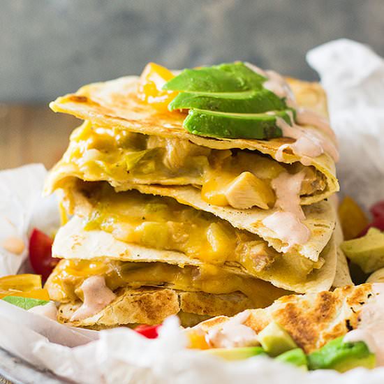 Green Chile Turkey Quesadillas