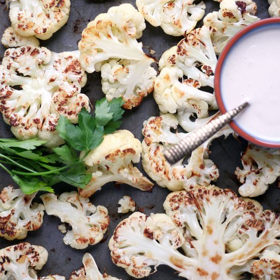 Roasted Cauliflower + Tahini Sauce