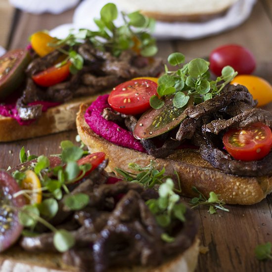 Beef + Beetroot Hummus Sandwich