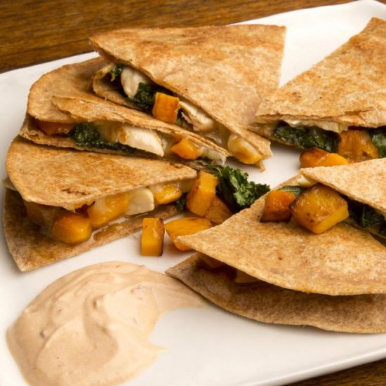 turkey, pumpkin & kale quesadilla