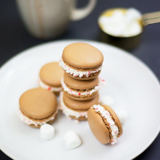 Peppermint chocolate French macaron