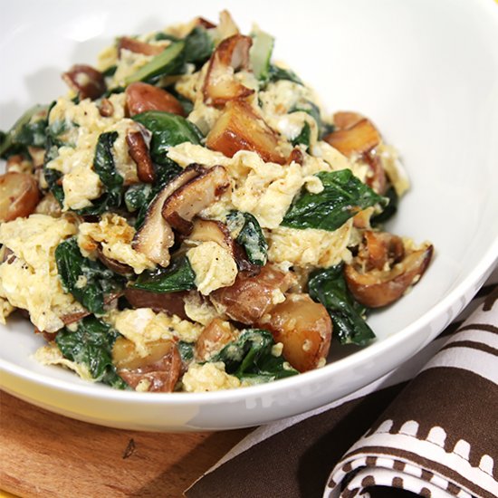 Scrambled Eggs w/ Shiitake & Chard