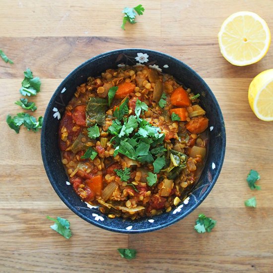 Easy Curry Lentil Soup with Kale