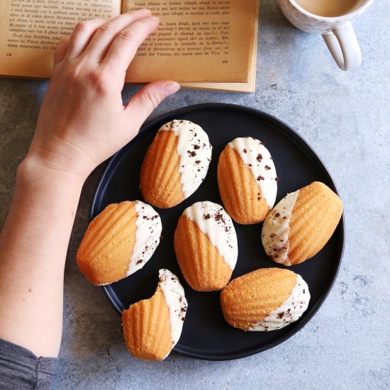 White chocolate orange madeleines