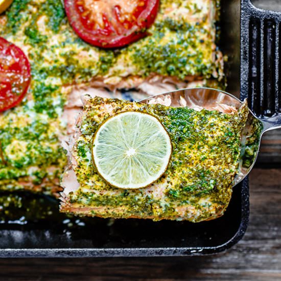 Garlic Cilantro Baked Salmon