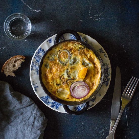 Squash and Gorgonzola Frittata