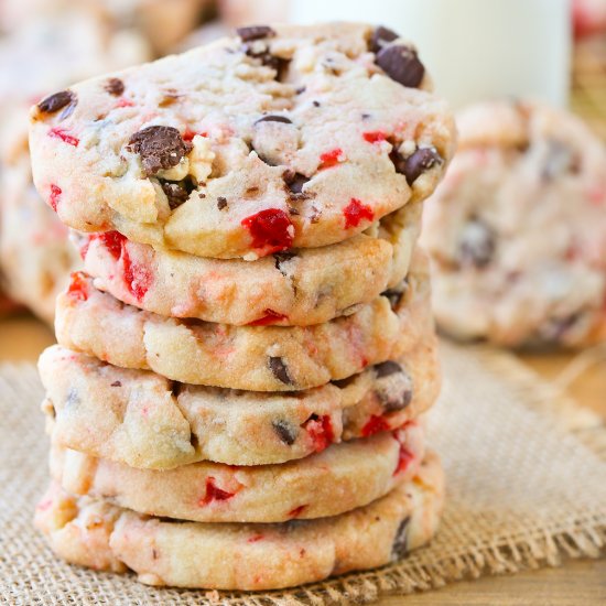 Cherry Maraschino Shortbread Cookie