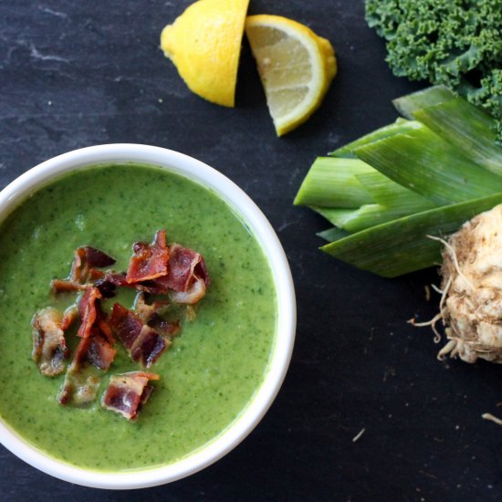 Celeriac and Kale Soup