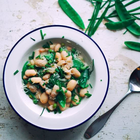 Bean “risotto” with green peas