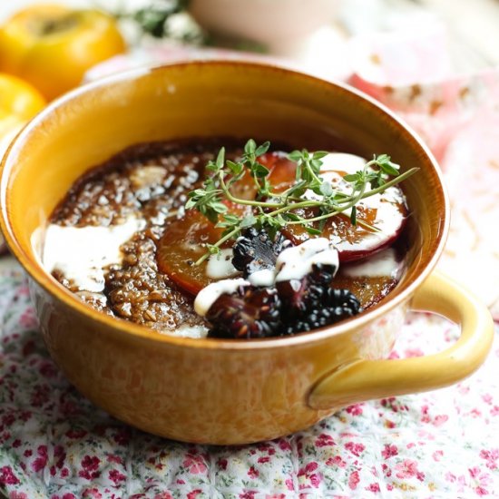 Bruleed Oatmeal with Vanilla Plums