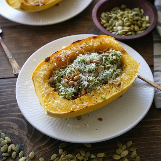 Spaghetti Squash and Broccoli Pesto