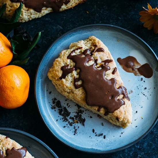 Orange Scones with Chocolate Glaze