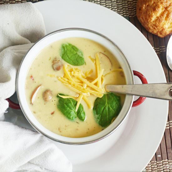 Creamy mushroom spinach soup