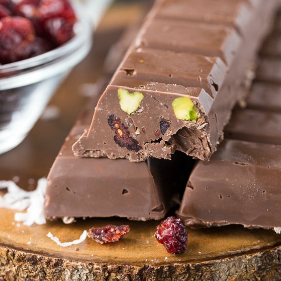 Cranberry Pistachio Chocolate Bars