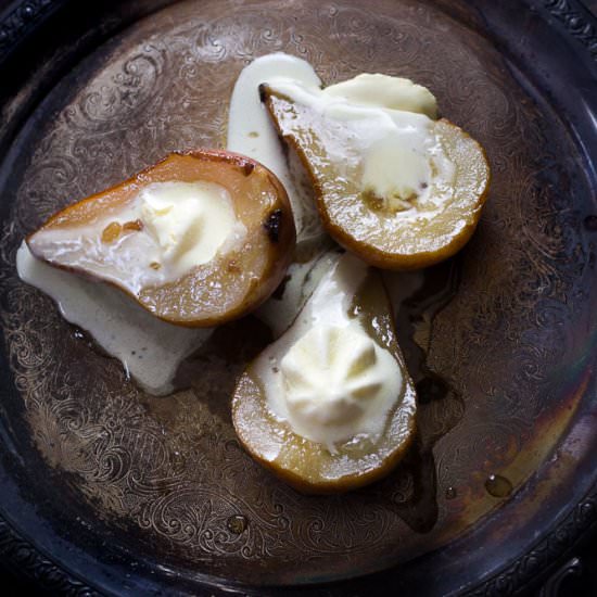 Winter Pears with Vanilla Cream