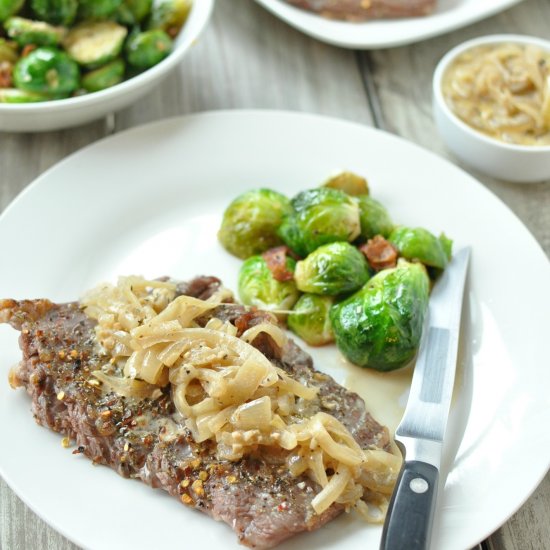 Skirt Steak with French Onion Gravy