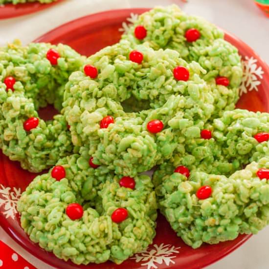 Rice Krispies Christmas wreaths