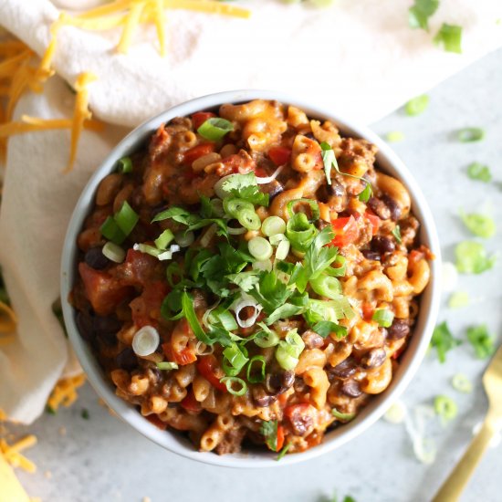 One Pot Chili Mac and Cheese