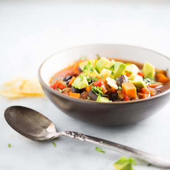 Healthy Black Bean and Sweet Potato Chili