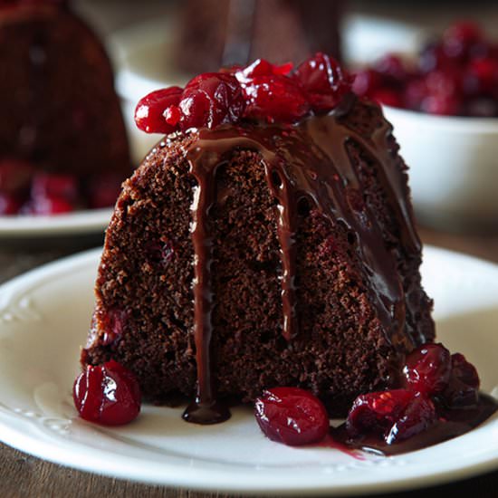 Dark Chocolate Cranberry Bundt Cake