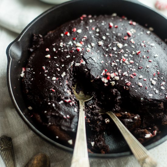 Vegan Peppermint Skillet Brownie