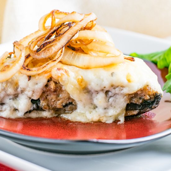 Swiss Meatloaf Stuffed Portobellos