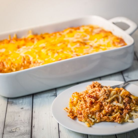 Four Cheese Baked Spaghetti