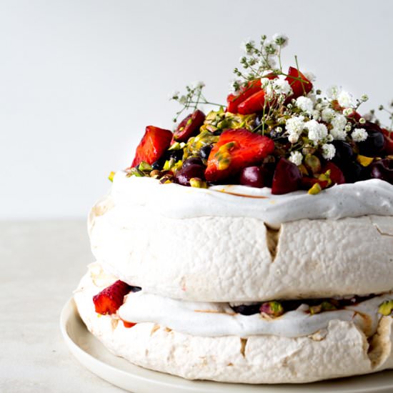 Pavlova with Berries & Pistachios