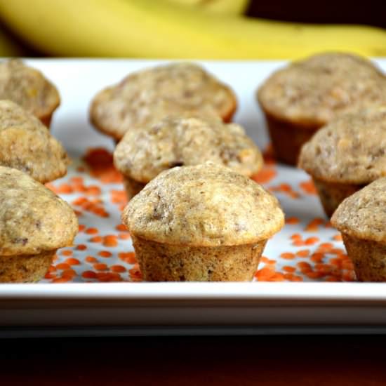 Mini Nutty Banana Lentil Muffins