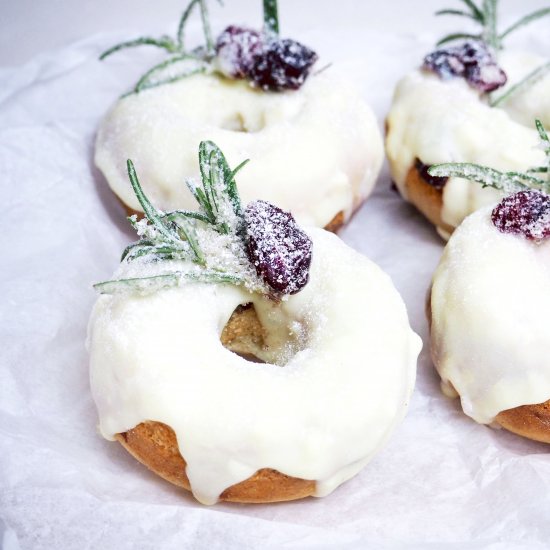 Mistletoe Donuts with Cranberries