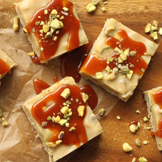 Caramel Pistachio Cashew Squares