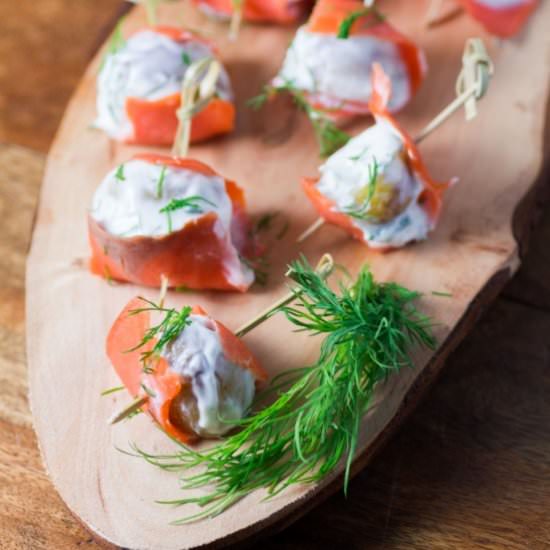 Salmon Wrapped Dill Chive Potatoes