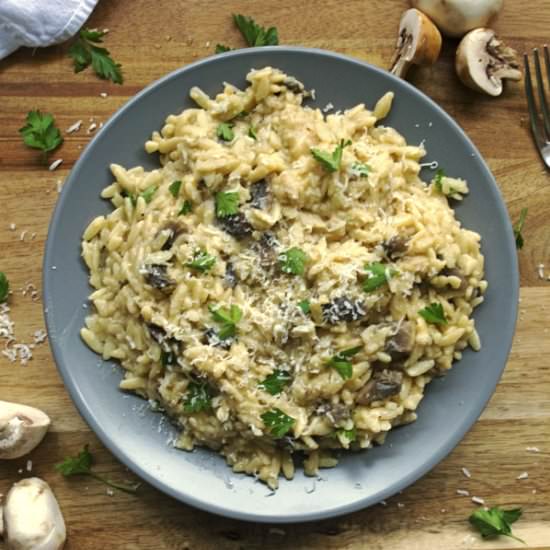 30 Minute Mushroom Orzo Risotto