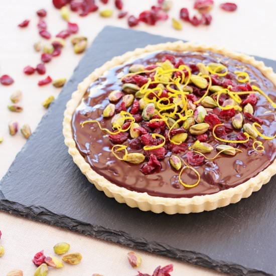 Cranberry & Orange Chocolate Tart