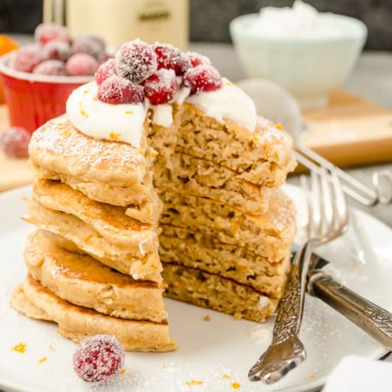 Cranberry Orange Eggnog Pancakes