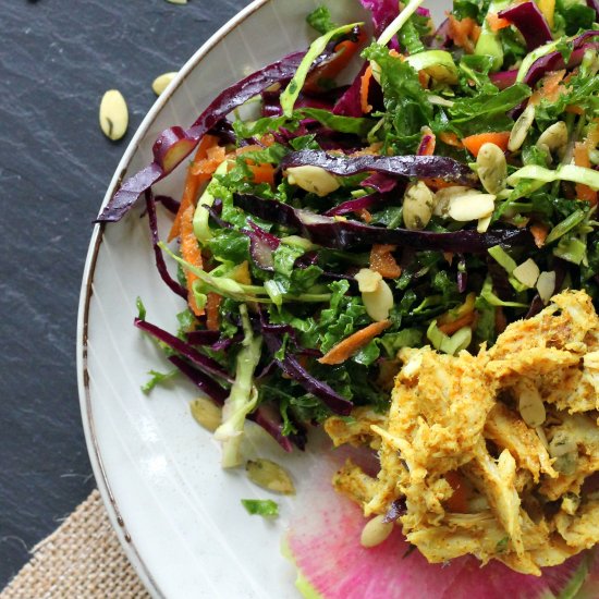 Kale Cabbage and Chicken Salad