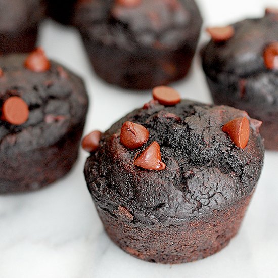 Double chocolate beet muffins