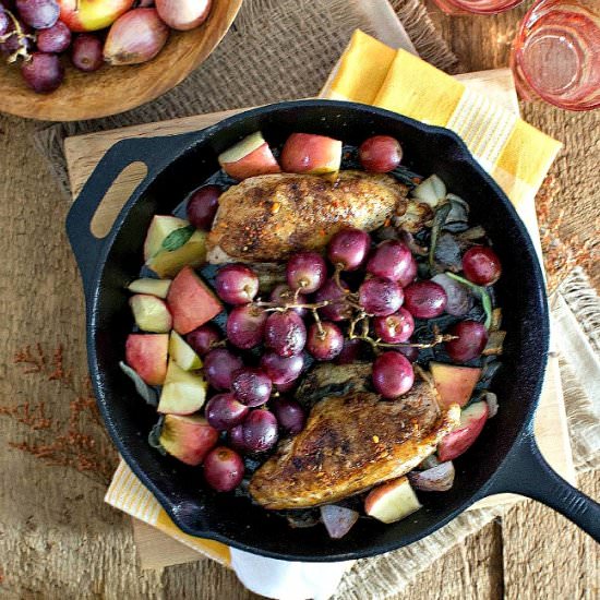 Roasted Chicken with Grapes, Apples