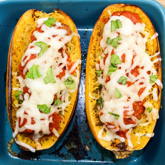 Meatball Stuffed Spaghetti Squash