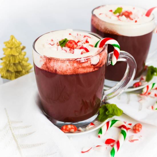 Red Velvet Peppermint Hot Chocolate