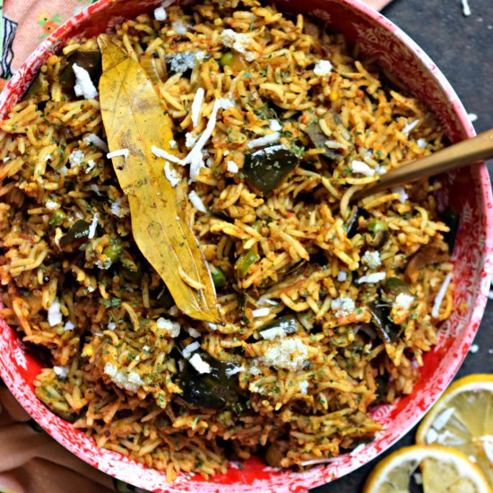 Eggplant Fried Rice or Vangi Bhaat