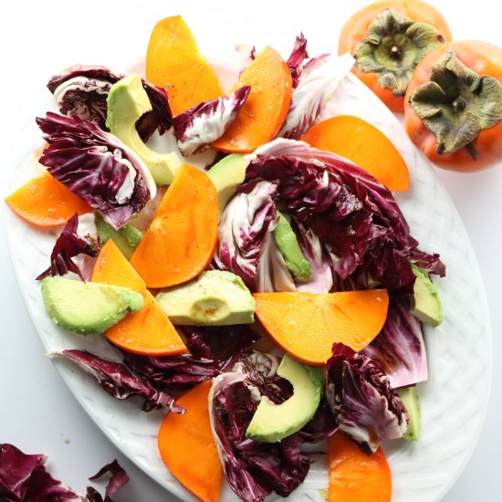 Persimmon, Radicchio, Avocado Salad