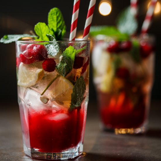 Cranberry and ginger mojito