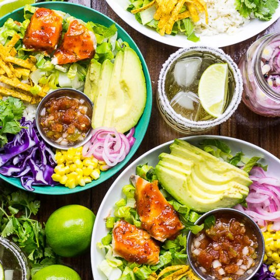 Chili Lime Ginger Salmon Taco Bowls