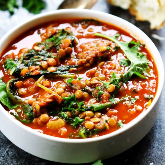 Hearty Sausage, Kale & Lentil Soup