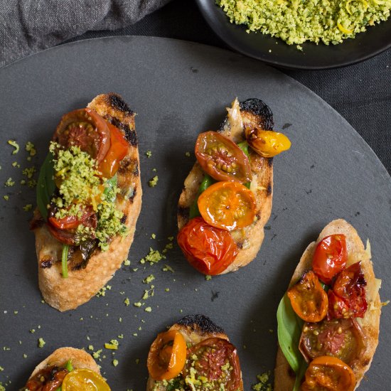 Roasted Tomato and Basil Bruschetta