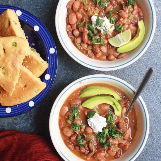 Vegetarian Chili and Cornbread