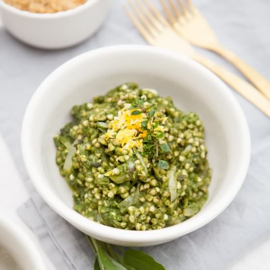 Creamy Spinach and Buckwheat Risott